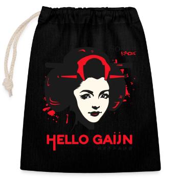 Une geisha japonaise dit « Bonjour Gaijin » - Sac cadeau en coton avec cordon (25 x 30 cm) - noir - Devant