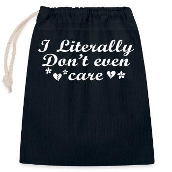 I Literally Cant Even Care - Closable cotton gift bag (25x30cm) - navy - Front