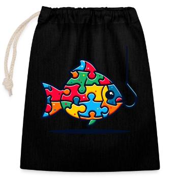 Puzzle Lover Jigzaw Puzzle Board Game Puzzler - Closable cotton gift bag (25x30cm) - black - Front