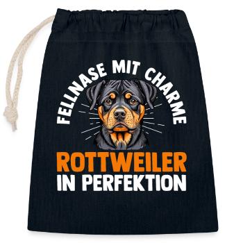 Hund Rottweiler - Verschließbarer Geschenkbeutel aus Baumwolle (25x30cm) - Navy - Vorne