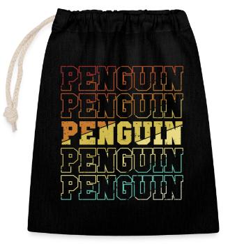 Retro Penguin Kaiserpinguin Seevogel - Verschließbarer Geschenkbeutel aus Baumwolle (25x30cm) - Schwarz - Vorne