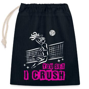 Volley-ball fille joueur de volley-ball Vintage - Sac cadeau en coton avec cordon (25 x 30 cm) - bleu marine - Devant