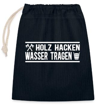 Holz hacken - Wasser tragen - Verschließbarer Geschenkbeutel aus Baumwolle (25x30cm) - Navy - Vorne