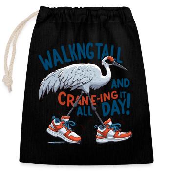 Sandhill Crane Lovers Bird Watching - Closable cotton gift bag (25x30cm) - black - Front