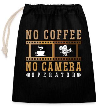 Caméraman Pas de café Pas de caméra Amateur de café - Sac cadeau en coton avec cordon (25 x 30 cm) - noir - Devant