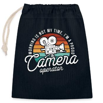 Camera Operator Morning Is Not My Time Filmmaker - Closable cotton gift bag (25x30cm) - navy - Front