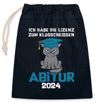 Abitur 2024 Abschluss Lizenz Zum Klugscheißen - Verschließbarer Geschenkbeutel aus Baumwolle (25x30cm) - Navy - Vorne