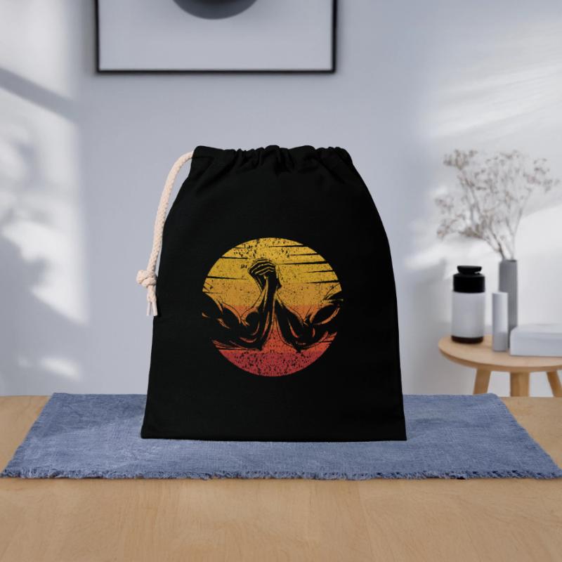 Rétro Exercice Main Techniques De Lutte Bras Sac cadeau en coton avec cordon (25 x 30 cm)