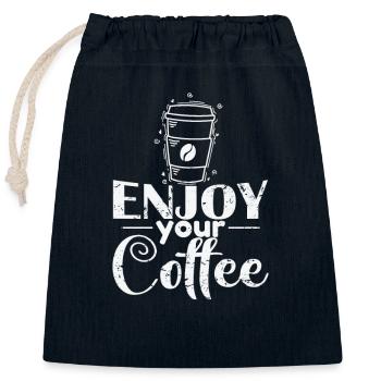Enjoy your Coffee Koffein - Verschließbarer Geschenkbeutel aus Baumwolle (25x30cm) - Navy - Vorne