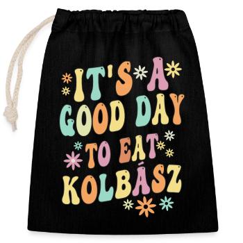 Hungarian Kolbász proverb - Closable cotton gift bag (25x30cm) - black - Front
