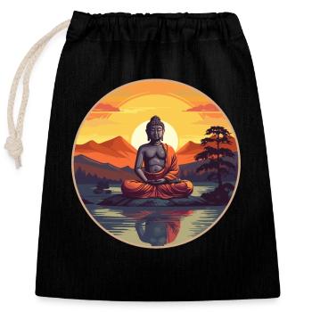 Buddhism Yoga Buddhist Zen Meditation Buddha - Closable cotton gift bag (25x30cm) - black - Front