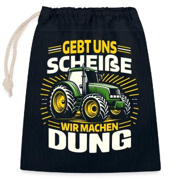 KUHBAUER SPRUCH - Traktor Landwirtschaft Erntezeit - Verschließbarer Geschenkbeutel aus Baumwolle (25x30cm) - Navy - Vorne