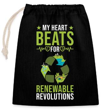 Recycle Environmentalist Green Environment Reuse - Closable cotton gift bag (25x30cm) - black - Front
