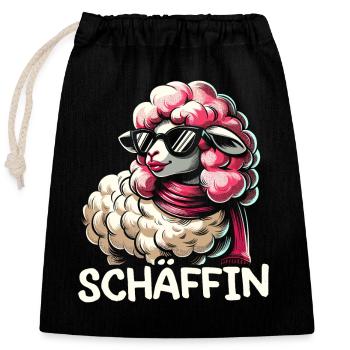 Chef Chefin Schaf Geschenk Schäfin Spruch - Verschließbarer Geschenkbeutel aus Baumwolle (25x30cm) - Schwarz - Vorne