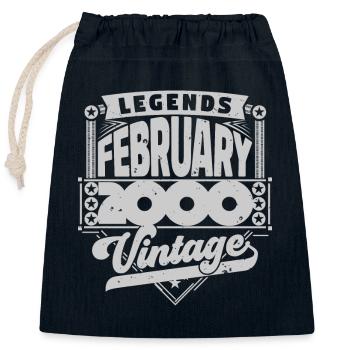 Vintage Anniversaire février 2000, Février 2000. - Sac cadeau en coton avec cordon (25 x 30 cm) - bleu marine - Devant