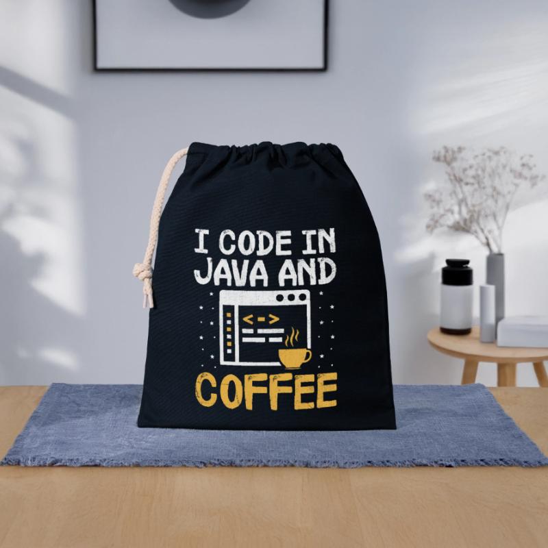 Café Codage Programmeur Codeur Développeur Nerd Coff Sac cadeau en coton avec cordon (25 x 30 cm)