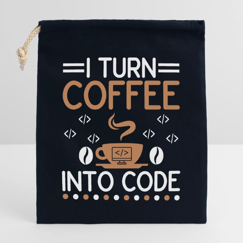 Café Codage Programmeur Codeur Développeur Nerd Coff Sac cadeau en coton avec cordon (25 x 30 cm)