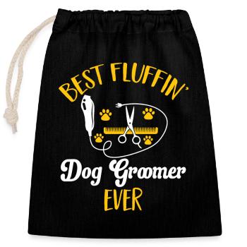 Salon de coiffure pour chiens - Sac cadeau en coton avec cordon (25 x 30 cm) - noir - Devant