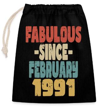 Fabuleux Février 1991 - Sac cadeau en coton avec cordon (25 x 30 cm) - noir - Devant