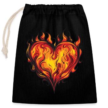 Coeur, Feu, Amour, Flamme - Sac cadeau en coton avec cordon (25 x 30 cm) - noir - Devant