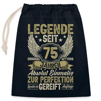 Legende seit 75 Jahren - Verschließbarer Geschenkbeutel aus Baumwolle (25x30cm) - Navy - Vorne
