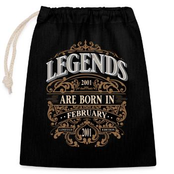 2001 February Born Birthday Year of birth - Closable cotton gift bag (25x30cm) - black - Front