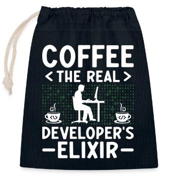 Coffee Coding Programmer Coder Developer Nerd Coff - Closable cotton gift bag (25x30cm) - navy - Front