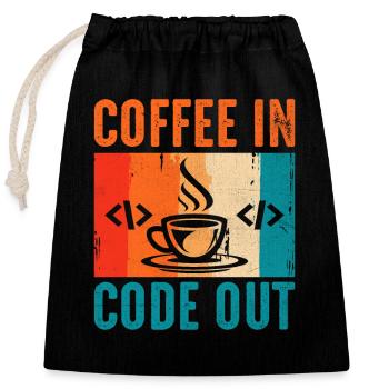 Coffee Coding Programmer Coder Developer Nerd Coff - Closable cotton gift bag (25x30cm) - black - Front