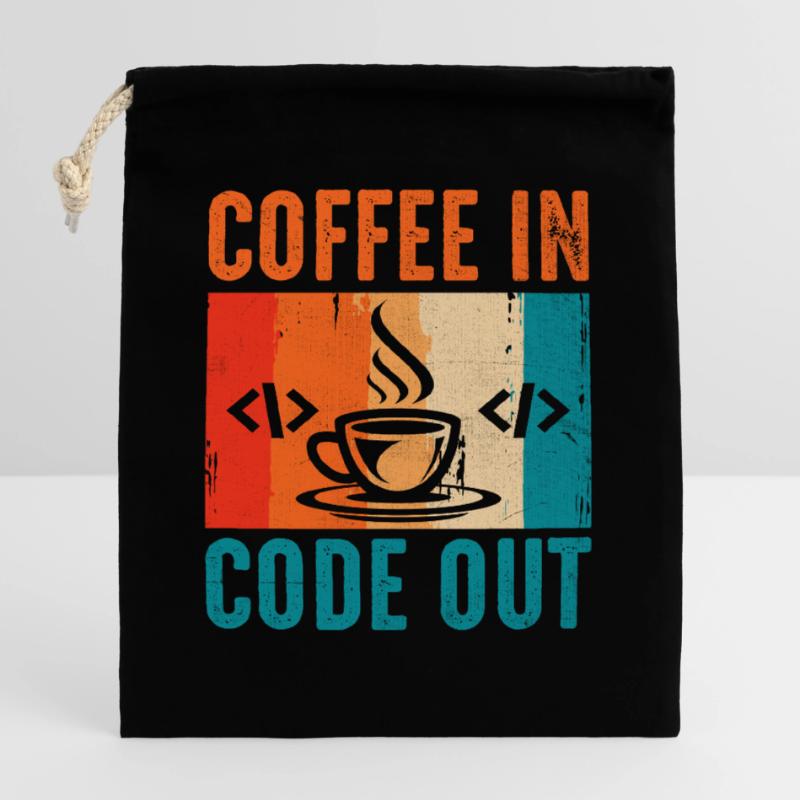Coffee Coding Programmer Coder Developer Nerd Coff Closable cotton gift bag (25x30cm)