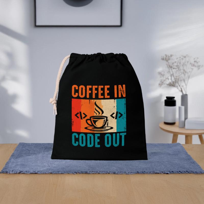 Coffee Coding Programmer Coder Developer Nerd Coff Closable cotton gift bag (25x30cm)