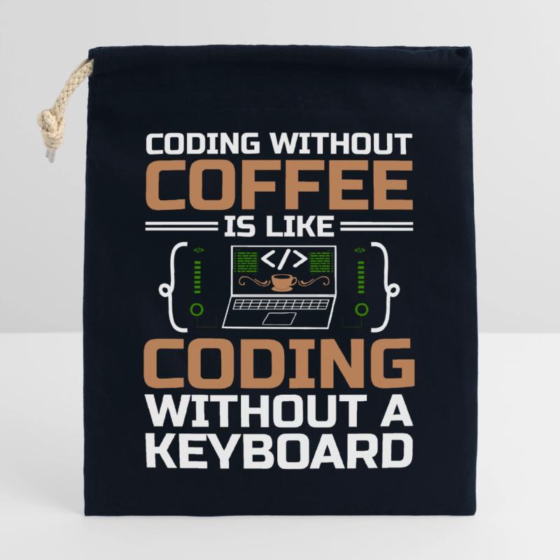 Café Codage Programmeur Codeur Développeur Nerd Coff Sac cadeau en coton avec cordon (25 x 30 cm)