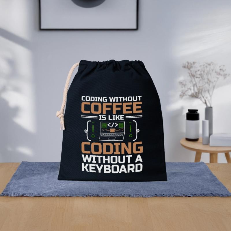 Café Codage Programmeur Codeur Développeur Nerd Coff Sac cadeau en coton avec cordon (25 x 30 cm)
