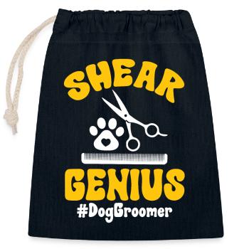 Salon de coiffure pour chiens - Sac cadeau en coton avec cordon (25 x 30 cm) - bleu marine - Devant