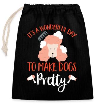 Salon de coiffure pour chiens - Sac cadeau en coton avec cordon (25 x 30 cm) - noir - Devant
