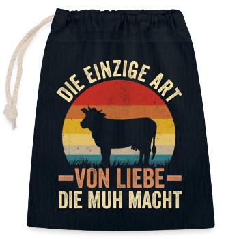 Kuh Bauer Bauernhof Kuhbauer Kühe - Verschließbarer Geschenkbeutel aus Baumwolle (25x30cm) - Navy - Vorne