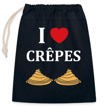 Crêpes Bretagne humour crêpe - Sac cadeau en coton avec cordon (25 x 30 cm) - bleu marine - Devant