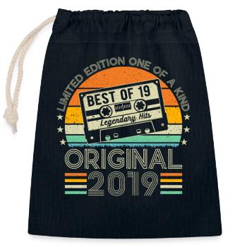 Vintage Anniversary 2019 - Closable cotton gift bag (25x30cm) - navy - Front