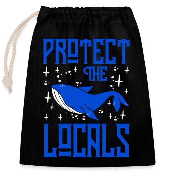 Protect the Locals - Closable cotton gift bag (25x30cm) - black - Front