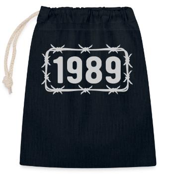 Birthday Vintage 1989 Barbed Wire - Closable cotton gift bag (25x30cm) - navy - Front