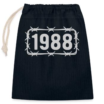 Birthday Vintage 1988 Barbed Wire - Closable cotton gift bag (25x30cm) - navy - Front