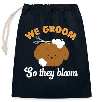 Salon de coiffure pour chiens - Sac cadeau en coton avec cordon (25 x 30 cm) - bleu marine - Devant