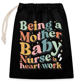 Infirmière Bébé Maternité Infirmière - Sac cadeau en coton avec cordon (25 x 30 cm) - noir - Devant