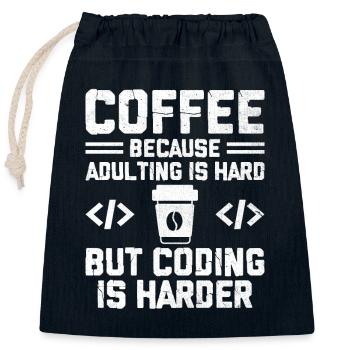 Café Codage Programmeur Codeur Développeur Nerd Coff - Sac cadeau en coton avec cordon (25 x 30 cm) - bleu marine - Devant