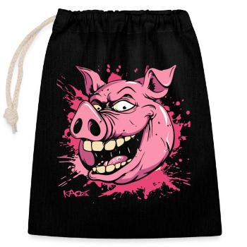 Ein wirklich gemeines Schwein - Verschließbarer Geschenkbeutel aus Baumwolle (25x30cm) - Schwarz - Vorne