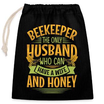 Funny Beekeeper Spruch - Gatte und Ehemann - Verschließbarer Geschenkbeutel aus Baumwolle (25x30cm) - Schwarz - Vorne