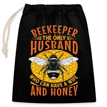 Funny Beekeeper Spruch - Gatte und Ehemann - Verschließbarer Geschenkbeutel aus Baumwolle (25x30cm) - Schwarz - Vorne