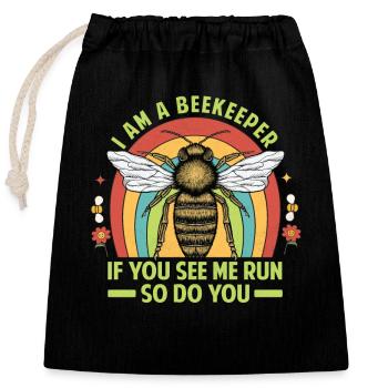 Lustiger Imker Spruch - Bienen Schwarm - Verschließbarer Geschenkbeutel aus Baumwolle (25x30cm) - Schwarz - Vorne