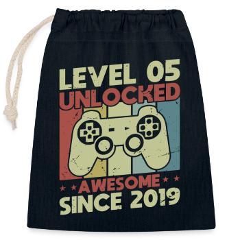 Level 5 Unlocked - Closable cotton gift bag (25x30cm) - navy - Front
