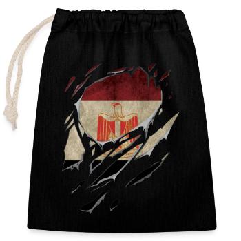 Ripped Egypt Flag Gift Cracks - Closable cotton gift bag (25x30cm) - black - Front