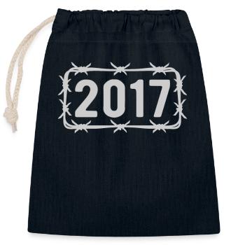 Birthday Vintage 2017 Barbed Wire - Closable cotton gift bag (25x30cm) - navy - Front